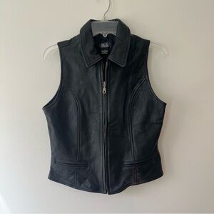 Leather Vest Black Zip Front 6 Cropped
